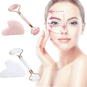 Facial Roller & Gua Sha Set Beauty Massage Tool for Face/Neck/Body Muscles