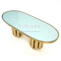 Tables ovales en verre de luxe, design moderne, en acier inoxydable doré, pour événements de mariage