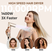 Ukliss 8-en-1 Sèche-cheveux professionnel haute vitesse ionique multi-styler, Outil de coiffage à air chaud pour bouclage automatique