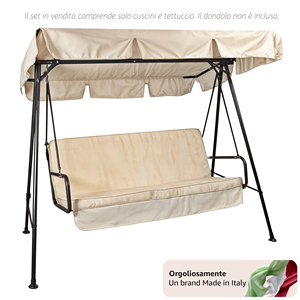 Cuscino per Dondolo a 3 Posti ECRU con Tettuccio, Prodotto per Dondoli da Giardino - Product Image 5