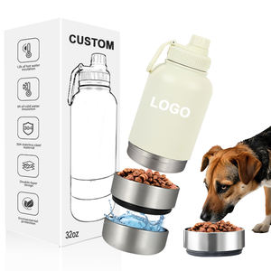 Bottiglia d'Acqua Portatile in Acciaio Inox per Cani con Ciotola in Finta Pelliccia per Viaggi e Bambini - Product Image 1