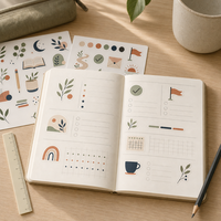 Autocollants personnalisés pour Bullet Journal, imperméables, autocollants en vinyle découpés à la forme de plantes médicinales pour carnets de journalisation