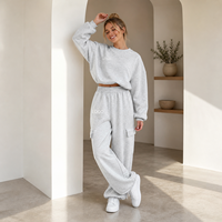 Ensemble 2 pièces de haute qualité pour femme : sweat à capuche et pantalon de survêtement, manches courtes, style streetwear automne, couleur unie, 100 % coton