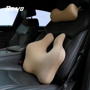 Bravo Car Back Support Lumbar Support for Car Neck Pillow kit for Driving Memory Foam Ergonomic Car Pillow