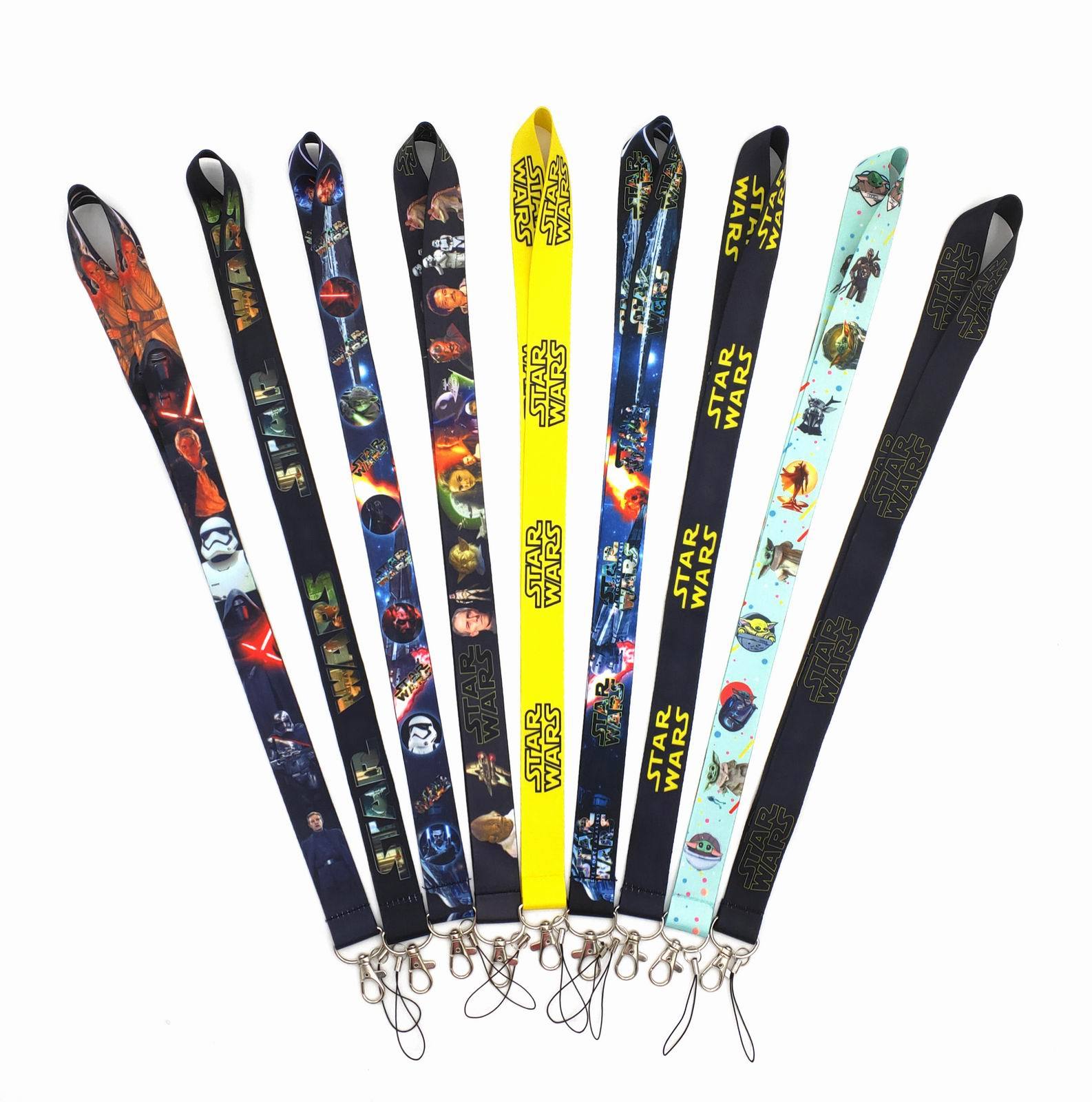 New Anti-Lost Cut Cartoon Star Lanyard Soft Satin Wars Baby Yoda Lanyard Fashion Phone Card Neck Lanyards Wholesale Custom Strap