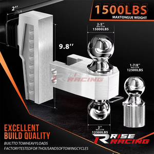 Rise Factory - <span class=keywords><strong>Enganche</strong></span> de Remolque de Aleación de Aluminio al por Mayor con <span class=keywords><strong>Bola</strong></span> Doble Ajustable, Compatible con Receptor de 2 Pulgadas - Product Image 4