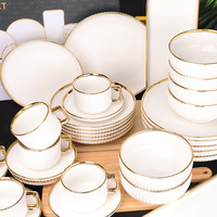 Service de table en céramique électroplaquée, luxe léger, idéal pour offrir, motif grain vertical, comprenant bol, assiette, tasse, 32 pièces
