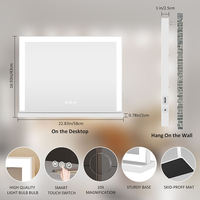 Square LED Desktop Makeup Mirror 10X Magnification Adjustable Brightness Touch Sensor Metal Frame Freestanding Design OEM/ODM