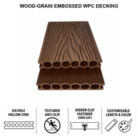 Terrasse en composite WPC imperméable, antidérapante, écologique, à clipser, pour jardin extérieur, patio, longueur et couleur personnalisées, rainures larges, aspect bois