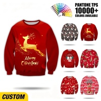 Sweat-shirt à col rond pour homme en polyester avec sublimation personnalisée, motif renne doré, impression intégrale pour les fêtes de Noël