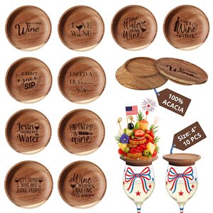 Plateaux à <span class=keywords><strong>charcuterie</strong></span> en bois d'acacia de qualité supérieure, plateaux à <span class=keywords><strong>charcuterie</strong></span> pour verres à vin, mini planches à <span class=keywords><strong>charcuterie</strong></span> (10 pièces) - Product Image 1