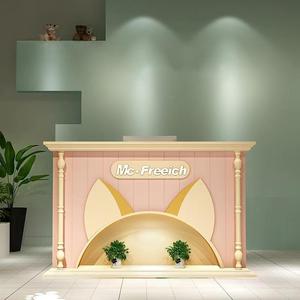 Encantador Escritorio de recepción de superficie lacada, estilo de barra pequeña de moda, ahorro de espacio, contador de caja registradora para tienda de mascotas, tienda de ropa - Product Image 1