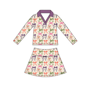 Ropa Deportiva Informal Personalizada, Lazos Coquetos, Camisa de Manga Larga para Niñas, Falda, Pantalones Cortos, Conjuntos de Boutique para Hermanas - Product Image 1
