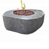 Foyer extérieur en pierre naturelle Table top Boulder Patio Heater Backyard BBQ Dining Set Garden Fireplace Outside Gas Fire Pit