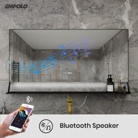 Miroir LED intelligent de salle de bain carré, moderne et luxueux, sur mesure, avec grossissement et lentilles argentées, pour hôtels, vente en gros, durable et lumineux