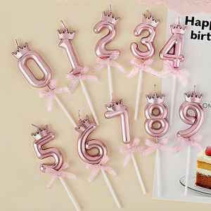 Candeline di Paraffina Rosa per Compleanno, Decorazioni Creative a Tema Numerico per Torte, Accessori di Alta Qualità per Atmosfera Festiva per Bambine - Product Image 3