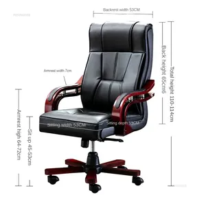 Fauteuil de bureau exécutif en cuir, pivotant, inclinable, réglable en hauteur, pour ordinateur, chaise de patron pour la maison et le bureau, vente en gros, OEM, ODM - Product Image 6