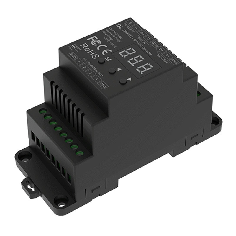 DL 0-10V to DMX <strong>Decoder</strong> DIN Rail <strong>Decoder</strong> 4 Channel Numeric Digital Display DMX Dimmer Converter for RGB RGBW Strip Light