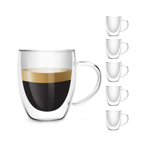 Tasse en verre à double paroi de 16oz Tasse en verre à double paroi avec logo personnalisé Tasse en verre à double paroi personnalisée avec poignée