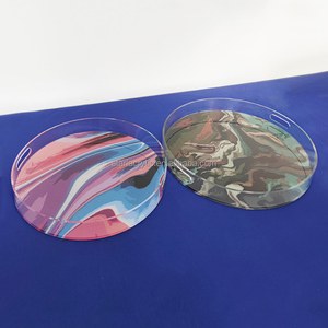 Vòng trang trí khay acrylic <span class=keywords><strong>lucite</strong></span> phục vụ khay với xử lý perspex thực phẩm khay tráng miệng tấm cho Bàn cà phê - Product Image 1