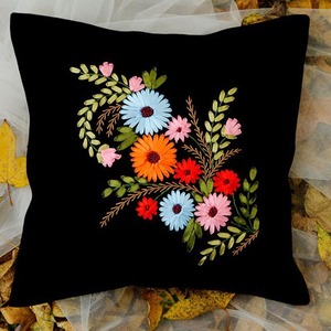 Cover with Floral Pattern Embroidered Throw <b>Pillow</b> DIY Handmade Embroidery Kit Canvas Cross Stitch Square Shape XIXI Brand - Product Image 1