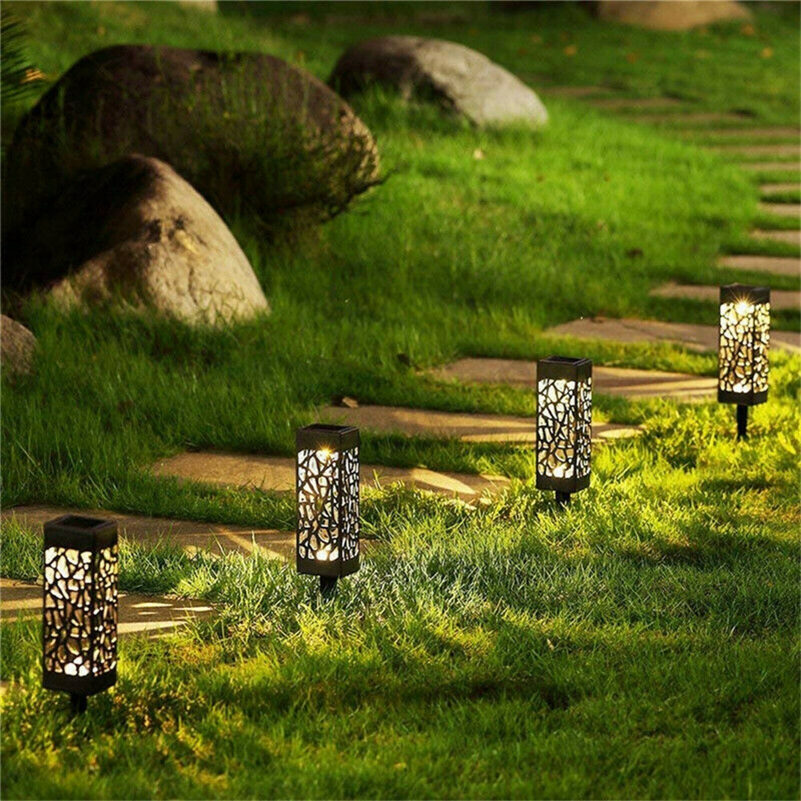 Waterproof Outdoor Landscape  LED Solar Lawn Light Pathway Garden Lamp Decor Hollow Out Modern Style