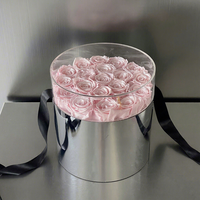 Handgefertigte Hochglanz-Silberbox mit Konservierten Rosen, Echte Ewige Blumen-Kollektion, Nachhaltig für Hochzeitstag und Valentinstag