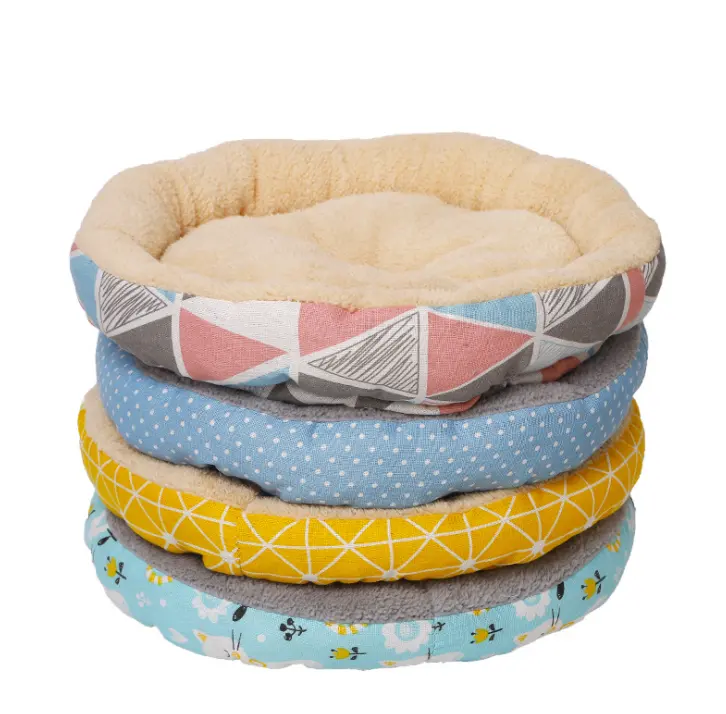 China Leuke Moderne Bed Kat Ronde Designer Canvas Goedkope Dierbenodigdheden Hond Bed