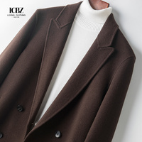 Manteau en laine pour hommes résistant au froid de couleur unie pour l'automne et l'hiver personnalisé Manteau trench décontracté à double col