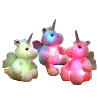 Peluche licorne lumineuse personnalisable en gros avec éclairage LED et rembourrage en coton PP