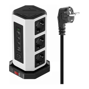 multiple tower socket with 5 USB and overvoltage protection socket strip