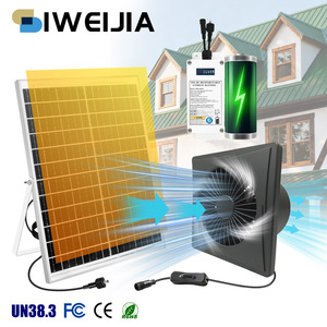 Ventilatore di ventilazione solare compatto da 4 pollici a risparmio energetico con funzione Timer 25W pannello 4A batteria per piccoli locali utilitari - Product Image 1