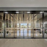 Portes automatiques en verre sur mesure, montées sur cadre, avec technologie de détection, coulissantes électriques, design moderne pour usage en magasin