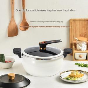 Nouvelle Cocotte à Soupe Grande Capacité, Compatible Induction et Gaz, Revêtement Antiadhésif en Pierre Médicale, Marmite à Pression en Fonte - Product Image 5
