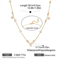 Collar de Cadena de Moda para Mujeres y Niñas, de Alta Calidad, Hipoalergénico, Moderno, de Acero Inoxidable con Circonitas