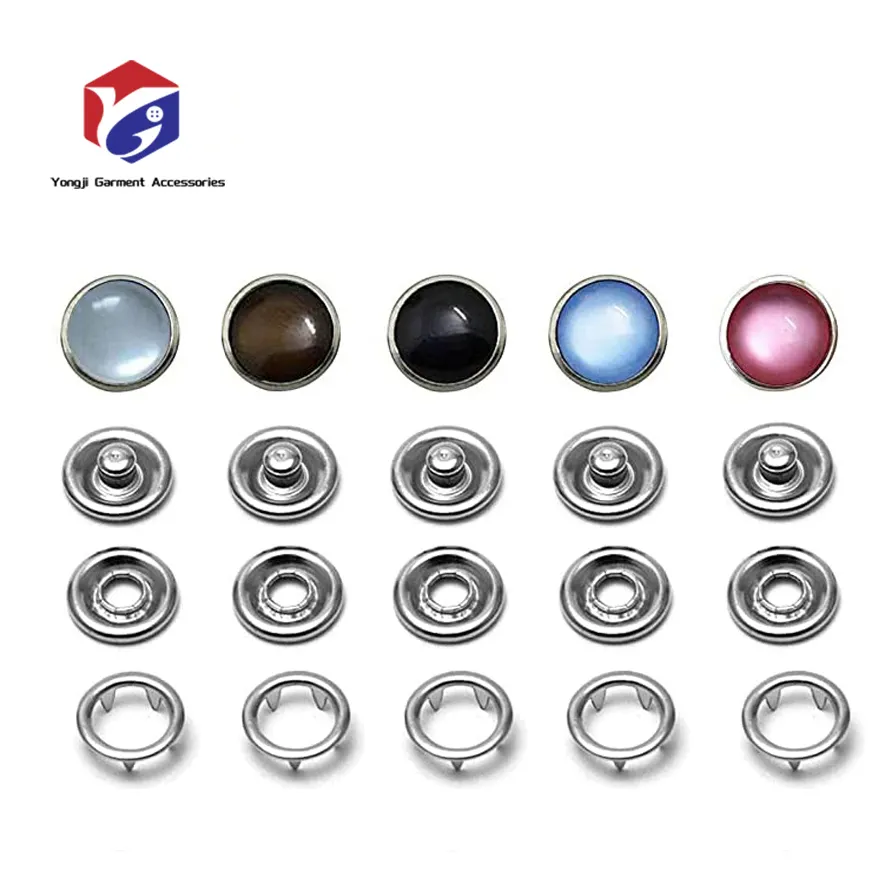 Yongji Hot Sales Factory Parel Snaps Fasteners Kit 10Mm Kleding Ring Voor Western Shirts Kleding Prong Ring Snaps