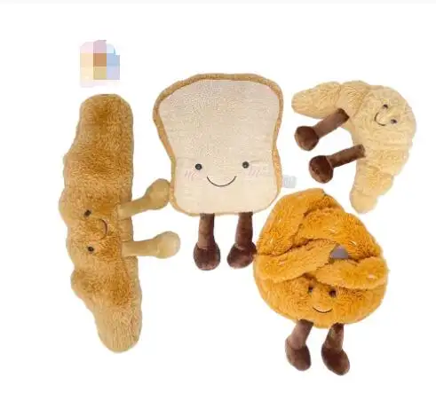 Mainan Kawaii Mewah Roti Bersulang Pretzel Saat Ini Mainan Boneka Kartun Roti Panggang Mewah Mainan Roti Bakar Mewah Realistis