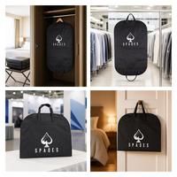 Sac à vêtements pliable noir en non-tissé avec fermeture éclair, double poignée, impression de logo, vente en gros, sac à vêtements personnalisé avec logo