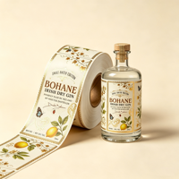 Etiquetas de Licor de Papel Texturizado Premium con Lámina Dorada - Pegatinas Impresas Personalizadas para la Marca de Botellas de Ginebra, Whisky y Vino
