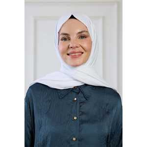 Écharpe en coton pur tricotée en blanc - Product Image 3