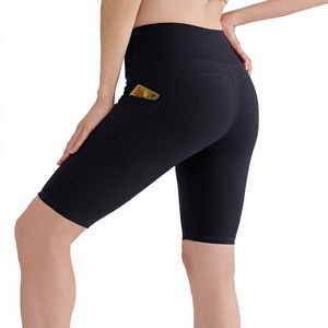 Pantalones Cortos de Ciclismo de Cintura Alta, Tejido Sin Costuras, Transpirables, Elásticos en Cuatro Direcciones, Spandex/Nylon, Leggings de Fitness con Bolsillo para Gimnasio - Product Image 4