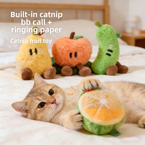 Nouveau Jouet à Mâcher pour Chats et Chiens, Série Fruit Pastèque, Sonore, à <span class=keywords><strong>la</strong></span> Catnip, Anti-ennui et pour le Nettoyage des Dents - Product Image 1