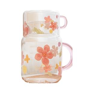 Juego de botellas de agua de vidrio Imoo Cherry Blossom, 2 piezas con asa, alta capacidad para uso en el hogar y la oficina - Product Image 3