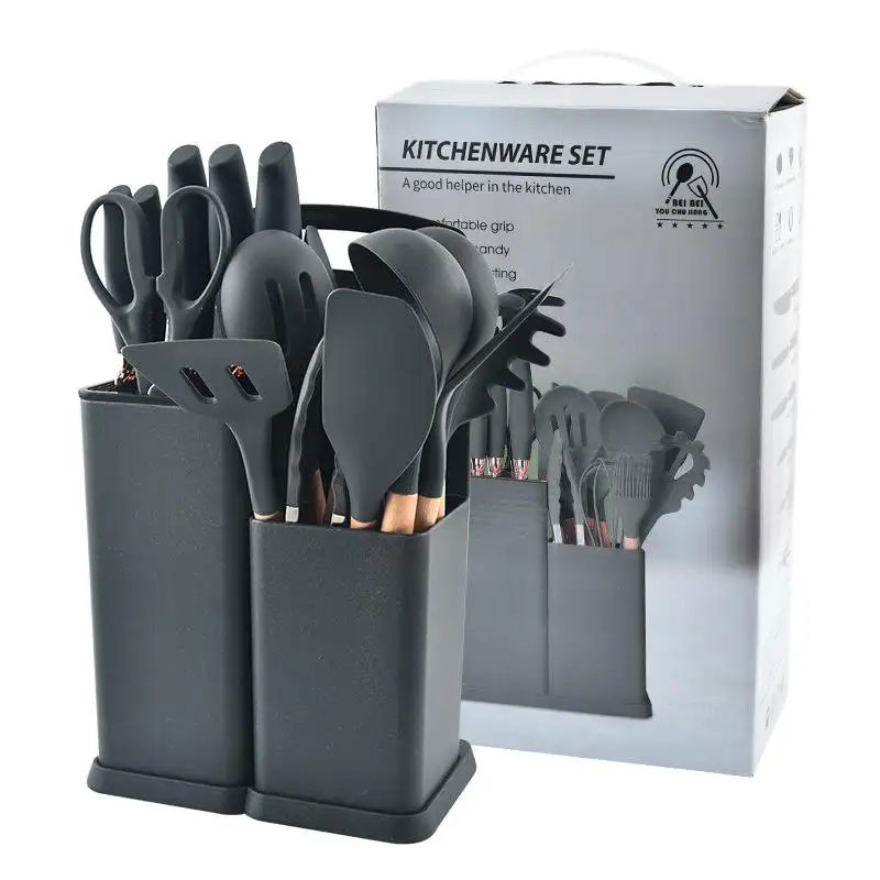 Kitchen Utensils Set 19 pcs Non-stick Silicone Cooking Utensils Set with Kitchen Knife Set and Storage Case