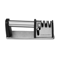 Aiguiseur de couteaux 4-en-1 de haute qualité en acier tungstène/céramique/acier inoxydable 430 avec base antidérapante, poignée ergonomique