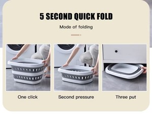 Cesto per vestiti pieghevole con manici pieghevole Pop-Up cesto per biancheria pieghevole - Product Image 3