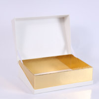 Boîte personnalisée en gros grande boîte blanche avec inserts dorés emballage en papier vide boîte cadeau pliante en papier