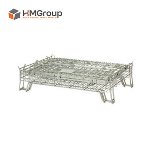 Palete de Aço Industrial Dobrável Galvanizado a Quente à Prova de Ferrugem para Armazenamento, Contêiner Portátil de Malha Colapsável - Product Image 4