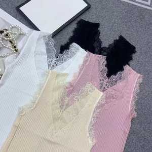 Camicetta senza maniche con rifiniture in pizzo allentato Casual primaverile ed estivo da <span class=keywords><strong>donna</strong></span> - Product Image 1