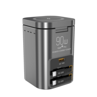 Nouvelle station de charge magnétique sans fil multi-appareils 7-en-1 90W en matériau PC avec câble rétractable pour PC, tablette et téléphone